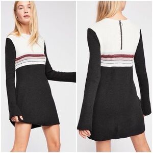 Free‎ People LINEN Blend Colorblock Mini Sweater Dress 0B526177 Size MEDIUM